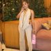 Women's Sexy Halter Neck Backless Top And Flared Pants Set European American Style Spring New Clothing_ecoleips.com