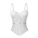 European American Style Solid Color Fishbone Corset Women's Waist Cinching Slimming Mesh Camisole With Breast Pads Outerwear Top_ecoleips.com