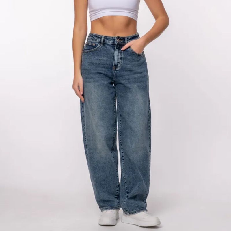 Classic Washed Blue Women's Jeans - Mid-Rise, Relaxed Fit, Cotton Blend (25-32 Size Range)_ecoleips.com