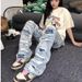 Women's Clothing Retro Destruction Scratched Horizontal Washing Old Fashion Brand Beggar Hiphop Slim Stretch Denim Trousers_ecoleips.com