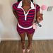 New Style Women's Summer Two Piece Set D10200 New Dopamine Candy Color Striped Color Blocking Suit_ecoleips.com
