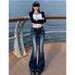 Y2K Slim Fit High Waist Casual Womens Jeans Retro Denim Pants Low Rise Flared Trousers Long Bootcut Drag Autumn For Women_ecoleips.com