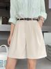 K Suit Shorts, Women's New Style For Outerwear, High Waist Slimming, Loose And Wide Leg Pants, Thin Casual Five Inch Shorts. No Belt_ecoleips.com