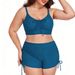 Women's Clothing New 2026 Plus Size Two Piece Swimsuit Solid Color High Waist Slimming Bikini Beachwear For Women_ecoleips.com