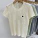 Women's Clothing Round Neck Heart Shaped Embroidery Hollow Knitted Niche Short Sleeved T Shirt Half Sleeved Top_ecoleips.com