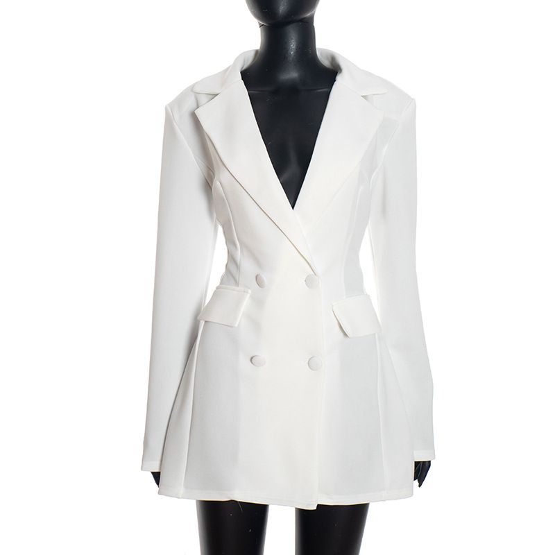 Women's Clothing Solid Color Casual Slim Fit Suit Long Sleeve Elegant Knit Blazer Dress – Autumn Office-to-Dinner Dress With Peplum Waist (XS-XL)_ecoleips.com