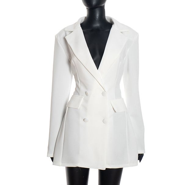 Women's Clothing Solid Color Casual Slim Fit Suit Long Sleeve Elegant Knit Blazer Dress – Autumn Office-to-Dinner Dress With Peplum Waist (XS-XL)_ecoleips.com