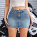 Women's Clothing Style Ladies Retro Distressed Versatile Street Denim Skirt Jeans_ecoleips.com
