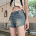 Elastic American Style Denim Shorts For Women, Summer Thin Sexy Girl High Waist Slimming A-line Hot Pants_ecoleips.com