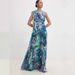 Bohemian Vacation Style One Shoulder Print Lolita Big Swing Dress Women's Casual Flowy Printed Long Dress For Beach Holiday_ecoleips.com