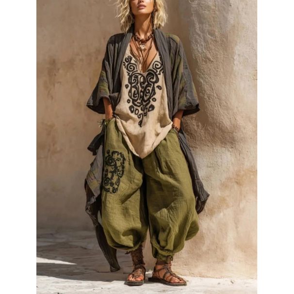 Women's Loose Fit Printed Suit Size Spring Summer New Clothing_ecoleips.com