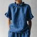Women's Casual Flounce Hem Short Sleeve Top - Summer Solid Color Loose Fit Blouse (S-XXL, 7 Colors)_ecoleips.com