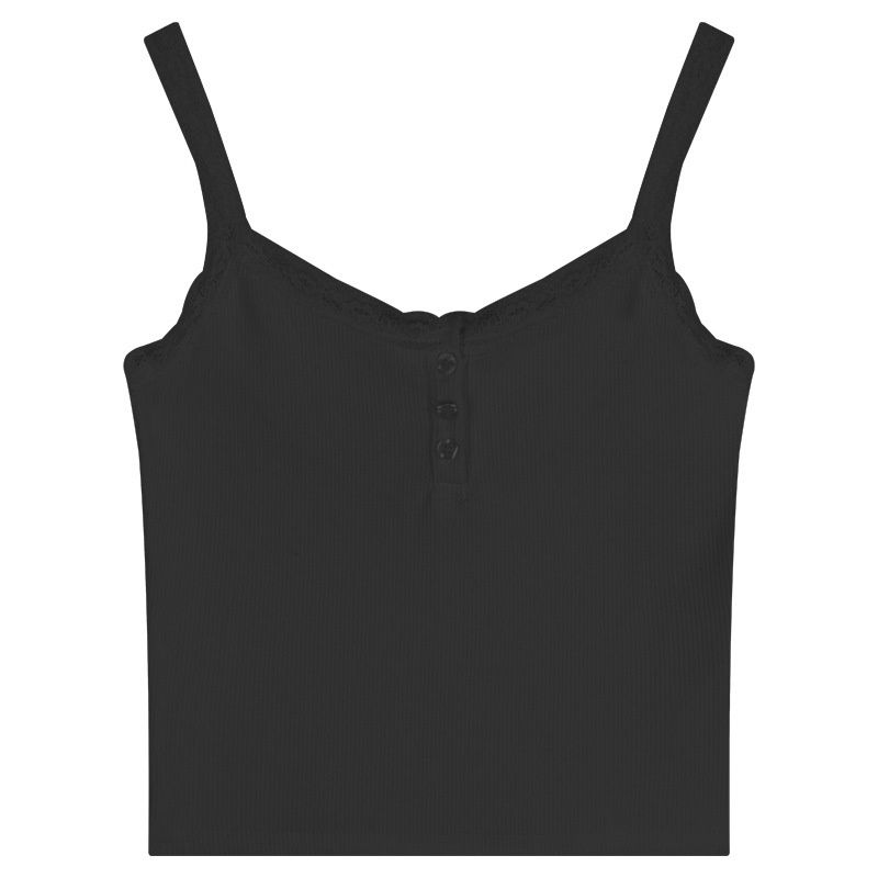 Pure Desire Style White Camisole For Women 2024 Summer Lace Trim Slim Fit Sexy Inner Short Top_ecoleips.com