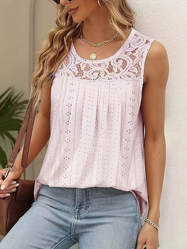 Women's New Style Elegant Printed Round Neck Vest_ecoleips.com