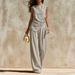 Best-selling 2026 Summer Cross-border Women's Clothing Set: Striped Fashion Design, Sleeveless High-waisted Wide-leg Pants, Two-piece Set_ecoleips.com
