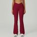 Women's Clothing High-Waisted Wide-Leg Pants For Women Bare Skin Flared Style Crossover Waistband Outdoor Casual Sports Slightly Flared 2030_ecoleips.com