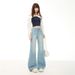 Early Spring Style Loose-fitting, Non-tight-fitting Light-colored Women's Jeans With A Slight Flare, High-waisted,_ecoleips.com