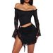 Spring Off-Shoulder Midriff Baring Skirt For Women Sheer Lace Elegant Dress For Vacation And Dates Product_ecoleips.com