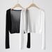 K Knitted Cardigan Jacket, Women's Shawl, Sun Protection Outer Layer, Thin Design, Camisole, Air-conditioned Shirt, Hood, Short Top_ecoleips.com