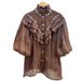 Women's Clothing Style Women's Elegant Luxurious High Neck Ruffled Blouse Beaded Lantern Sleeved Top For Formal & Casual_ecoleips.com