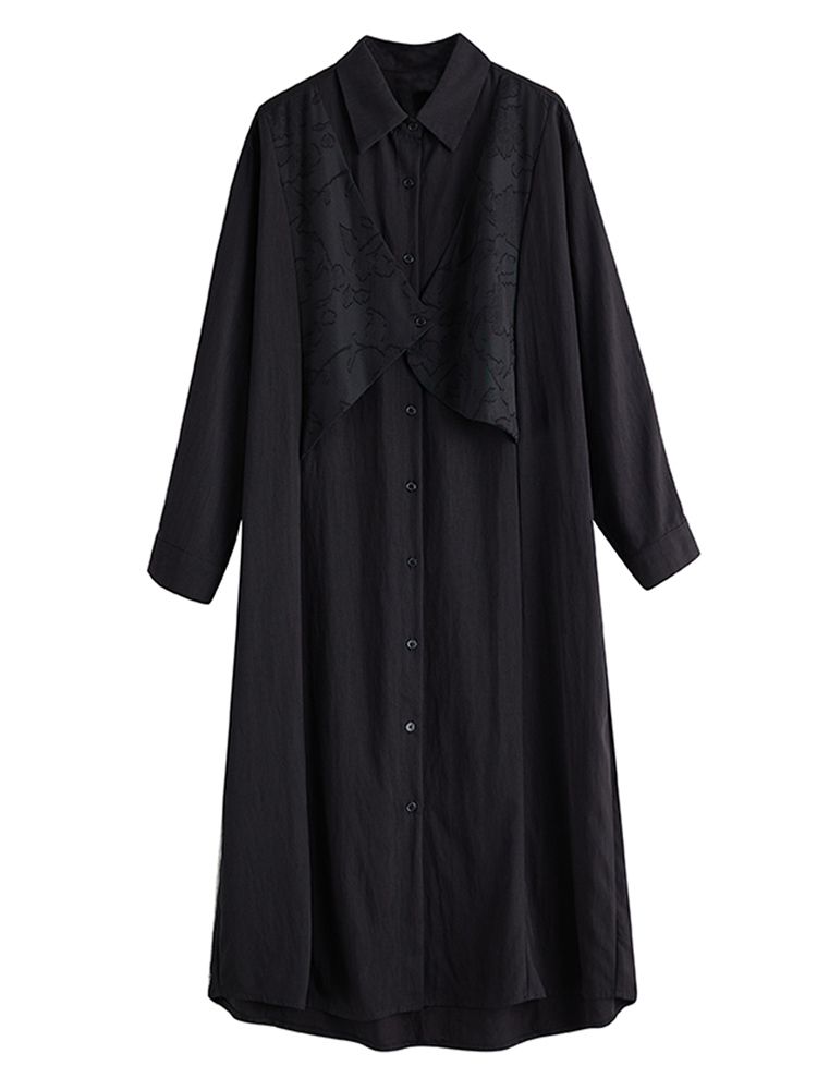 Oversized Patchwork Vintage Shirt Dresses For Women Spring Autumn New Long Sleeve Loose Casual Long Dress Elegant Clothing 2025_ecoleips.com