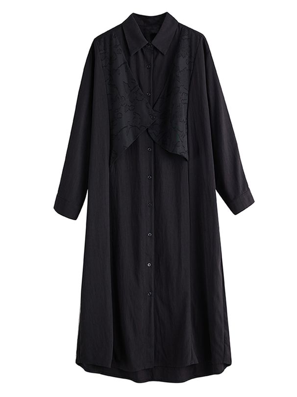 Oversized Patchwork Vintage Shirt Dresses For Women Spring Autumn New Long Sleeve Loose Casual Long Dress Elegant Clothing 2025_ecoleips.com