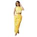 Women's Clothing Sexy Loose Printed Hooded Workwear Pocket Sleeveless Vest Slit Skirt Suit_ecoleips.com