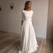 New 2025 Simple White Long Sleeved Bridal Dress round Neck Multi-Color Travel Photography Wedding Dress for Women_ecoleips.com