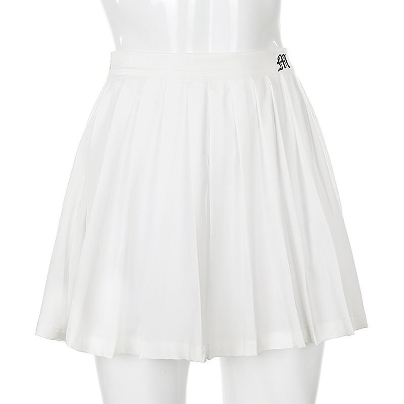Women's Clothing 2024 White Pleated Skirt Short Women's Elastic Waist Mini Skirt Sexy Slightly Summer Embroidered Mini Tennis Skirt New_ecoleips.com