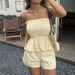 Diyun Cross-Border European And American Casual Simple Strapless Ruffled Shorts Set Women's Clothing 2025 Summer_ecoleips.com