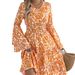 Real Shot Of 2026 Spring/Summer European And American Retro Bell-sleeve Ruffled Waist-cinching A-line Dress. Independent_ecoleips.com