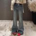 Plus Size Vintage Flare Jeans For Women – Stretchy High-Waisted Rhinestone Embellished Bootcut Denim Pants (Blue, S-3XL)_ecoleips.com