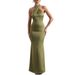 Women's Clothing Slim Fit Evening Dress Halter Neck Temperament American Style Wish Banquet Fashion Party_ecoleips.com