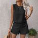 2025 European American Solid Color Imitation Cotton-Linen Sleeveless Vest And Shorts Casual Fashion_ecoleips.com