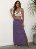 Boho Beach Wrap Skirt With Tassel Trim – Flowy Asymmetrical Maxi Skirt For Women, One-Piece Design, Adjustable Tie Waist, Versatile Summer Outfit_ecoleips.com