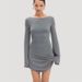 AC386 European And American Bestseller 2024 Autumn New Fashion Hot Girl Bell Sleeve Round Neck Short Bodycon Dress For_ecoleips.com