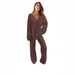 Women's V-Neck Sweater & Pants Set – Cozy Loose Fit For Autumn & Winter (XS-XL, Burgundy/Navy Blue/White/Light Purple/Black/Camel)_ecoleips.com