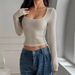 Women's Slim-Fit Ribbed Long Sleeve T-Shirt – High Neck & Cropped Casual Top For Streetwear & Daily Wear_ecoleips.com