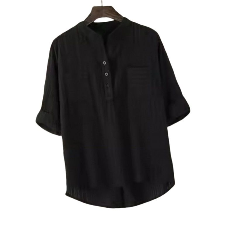 Large Size White Shirt Women's Long-Sleeved Outer Wear Loose Casual Design Sense V-Neck Shirt Top_ecoleips.com