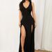 Women's Clothing New Long Dress Women's Sexy Deep V Strap Sleeveless Split Dress_ecoleips.com