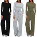 Kardashian-Inspired Solid Color Lounge Set – Long Sleeve Top & Wide-Leg Tie-Waist Pants (10 Colors, XS-XXL)_ecoleips.com