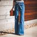 Women's Clothing Versatile Fashion Simple Ripped Ladies Wide Leg Pants_ecoleips.com