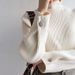 Women's Knit Sweater Long Sleeve Semi-Turtle Neck Loose Fit Casual Pullover Basic Top Trendy Fashion_ecoleips.com