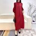 Women's Loose Long Hand-Cranked Flower Solid Color Miyake Pleated Dress_ecoleips.com