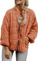 Women's Clothing Casual Stand Collar Long Sleeve Jacket With Pockets, Lightweight Polyester Acrylic Filled Coat, Loose Fit Outerwear For Autumn_ecoleips.com
