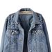 Women's Clothing Plus-Size Embellished Denim Jacket – Oversized Fit With Rhinestone Details (7 Sizes, Black/Light Blue/Cream)_ecoleips.com