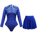 Women's UPF35+ Long Sleeve Sun Protection Swimsuit High Elastic Thickened Mesh Loose Long Pants Fitness One Piece Suit for Summer_ecoleips.com