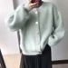 Women's Mohair Blend Cardigan - Fluffy Faux Shearling Open Front Sweater, Oversized Peach Pink Knit Coat For Spring & Fall_ecoleips.com