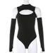 Women's High Neck Hollow out off Shoulder Jumpsuit Slim Fit Long Sleeve Trendy Street Fashion European American Style Autumn New_ecoleips.com