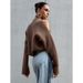Autumn And Winter Design Sense Off-The-Shoulder High-Neck Long-Sleeved Sweater, Fashionable And Laid-Back Style, Loose A_ecoleips.com